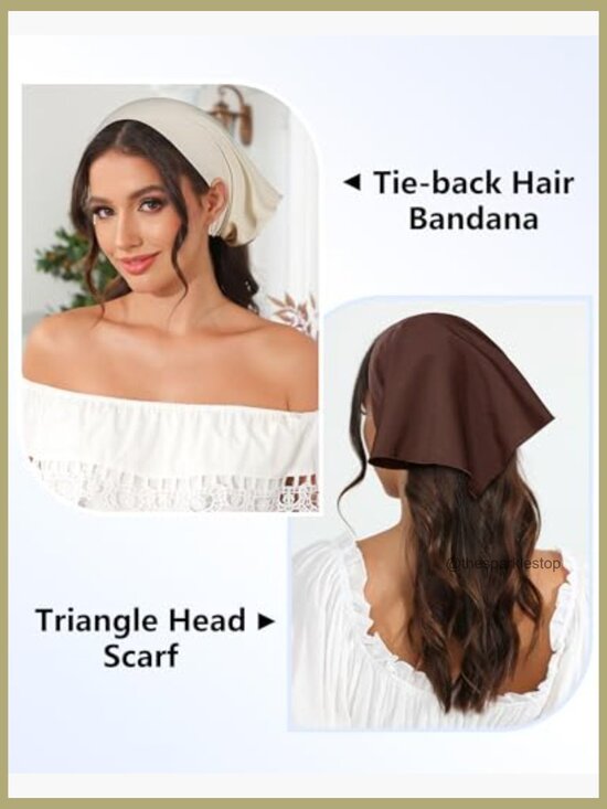 3-Piece Tie-Back Triangle Hair Scarf Set - Boho Head Kerchief for Styling main image 7